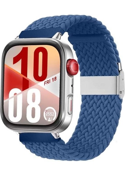 Watch Fit 3 / Fit 4 / Fit 4 Pro Uyumlu Solo Loop Örgü Kumaş Kordon – Metal Klipsli, Ayarlanabilir, Yumuşak ve Hafif Bileklik