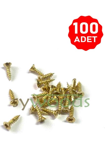 Sunta vidası ince 2.5x10 mm 100 adet sarı renk