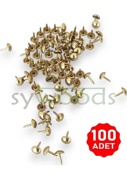 Mini Kabara Raptiye 6.5 mm 100 Adet Koltuk Sandalye Ahşap Dekorasyon Aksesuar Sarı Renk