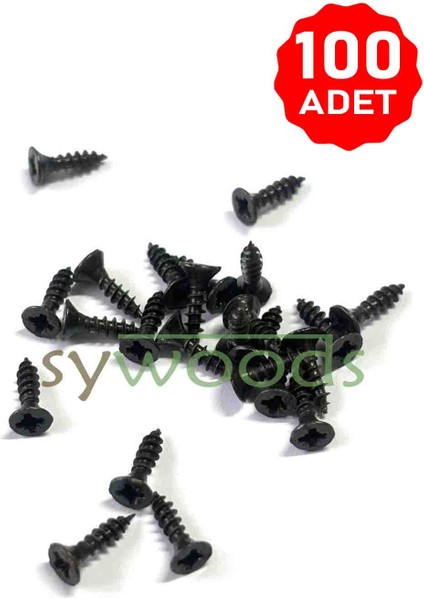 Sunta vidası ince 2.5x10 mm 100 adet siyah renk