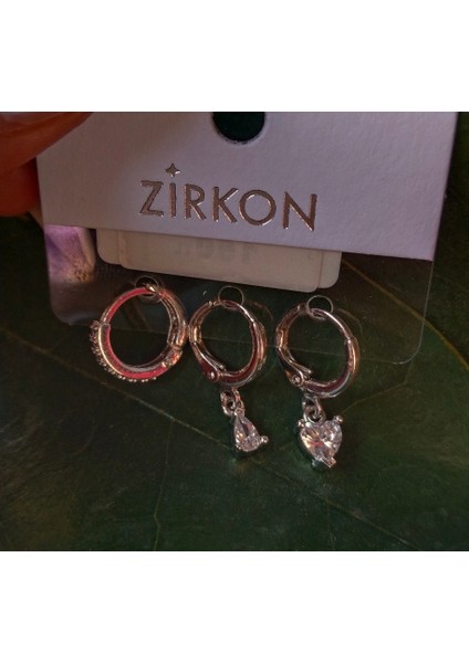 Gümüş Renk Lüks Gösterişli Figürlü Üçlü Küpe