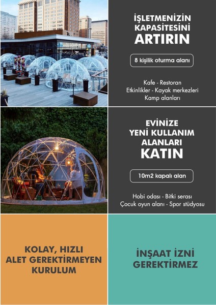 8 Kişilik Şeffaf Iglo Çadır 10 M2