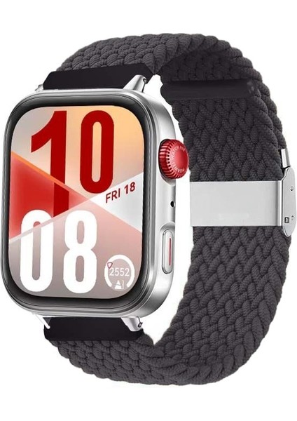 Watch Fit 3 / Fit 4 / Fit 4 Pro Uyumlu Solo Loop Örgü Kumaş Kordon – Metal Klipsli, Ayarlanabilir, Yumuşak ve Hafif Bileklik