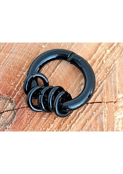 Çelik Halkalı Siyah Unisex Küpe