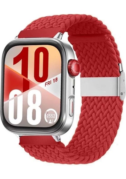 Watch Fit 3 / Fit 4 / Fit 4 Pro Uyumlu Solo Loop Örgü Kumaş Kordon – Metal Klipsli, Ayarlanabilir, Yumuşak ve Hafif Bileklik
