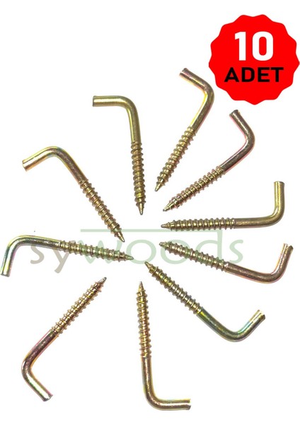 10 adet L kanca askı 4 cm vida no 4 askı şofben montaj vidası anahtarlık bijuteri