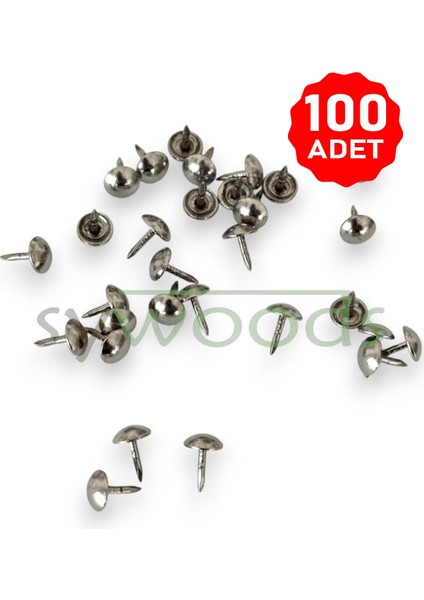 Mini Kabara Raptiye 6.5 mm 100 Adet Koltuk Sandalye Ahşap Dekorasyon Aksesuar Nikel Renk
