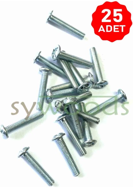 Kulp vidası M4 4X22 mm 25 adet portmanto çekmece mobilya kulp vidası