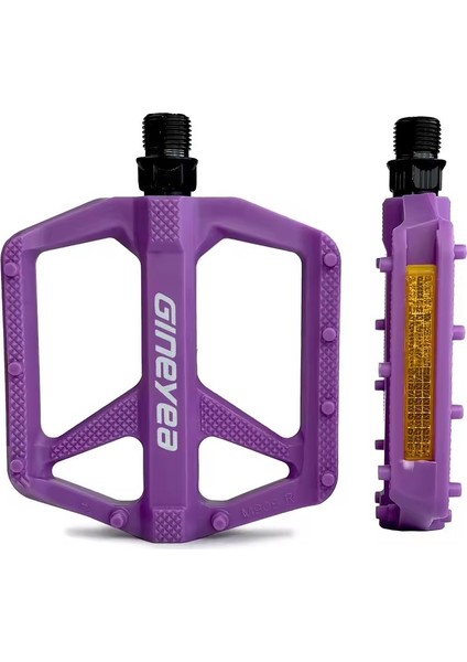 Gineyea Pedal M908 Plastik Reflektörlü Trial Bmx Geniş Mor Pedal
