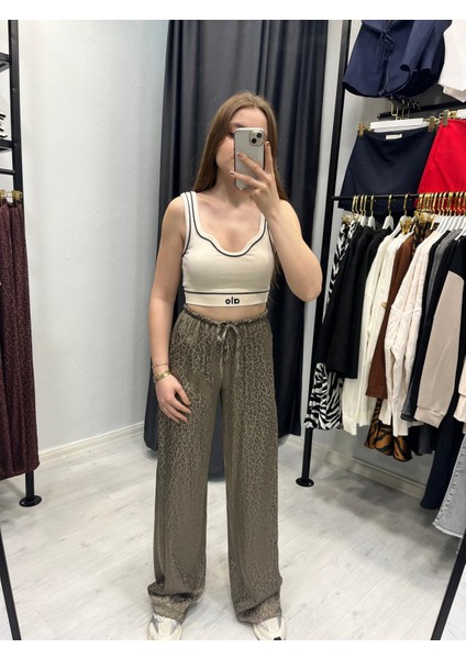 Leopar Desenli Jagarlı Pantalon