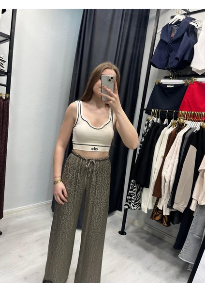 Leopar Desenli Jagarlı Pantalon modelleri