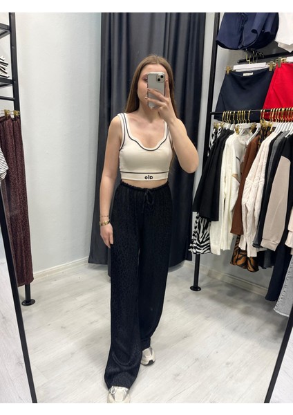 Leopar Desenli Jagarlı Pantolon