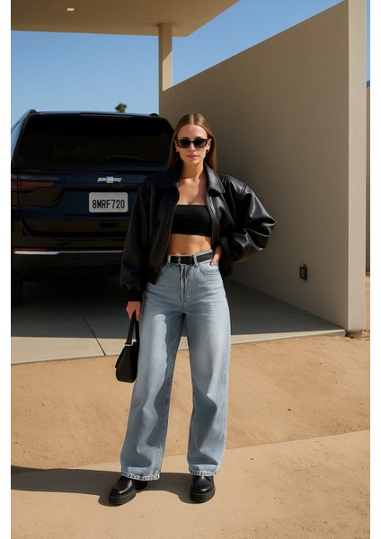 Kadın Yüksek Bel Skater Fit Jean Pantolon Tint