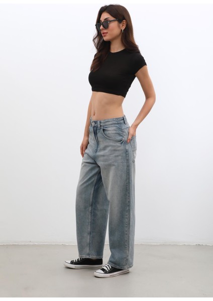 Kadın Yüksek Bel Skater Fit Jean Pantolon Tint