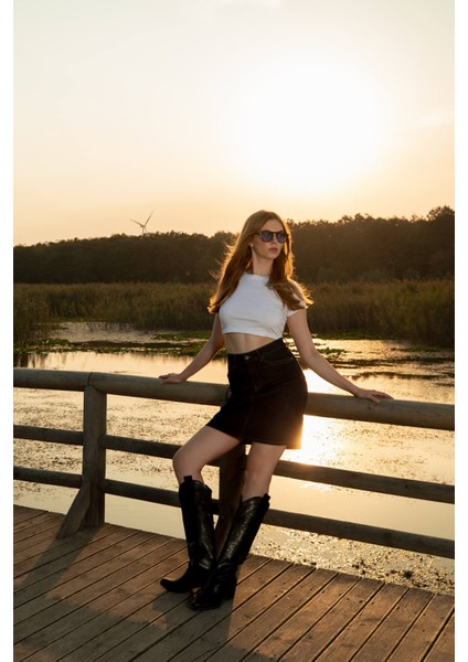 Kadın Düz Dar Jean Etek Rins modelleri