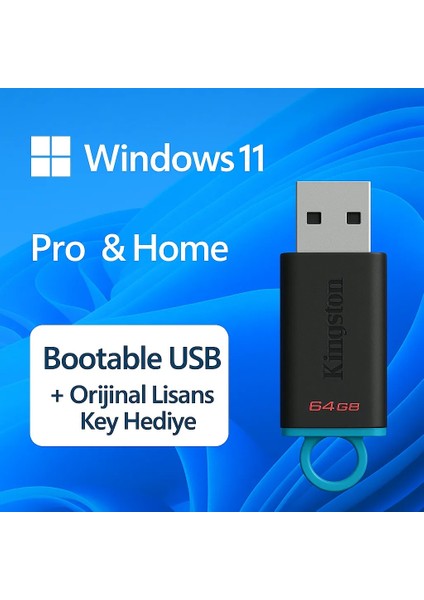 Windows 11 Pro & Home Kurulum Usb’si + Lisans Anahtarı Hediye!
