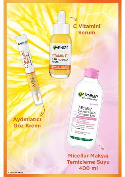 c Vitamini Parlak Aydınlatıcı Göz Kremi 15ML + Süper Aydınlatıcı Serum 30ML + Makyaj Temizleme Suyu fiyatları