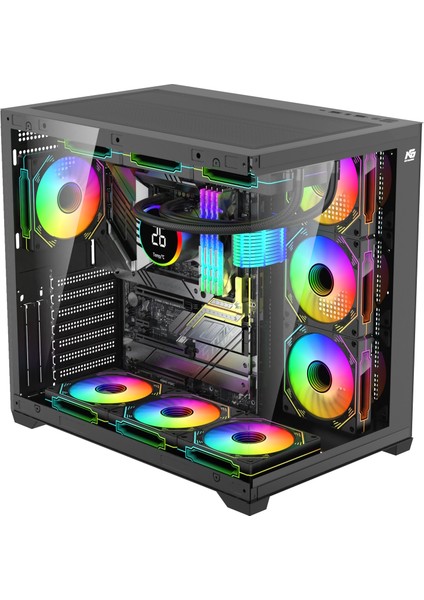 Alpha Elite 7x Argb Fan Kumanda ve Kontrolcü Atx Boş Bilgisayar Kasası Siyah
