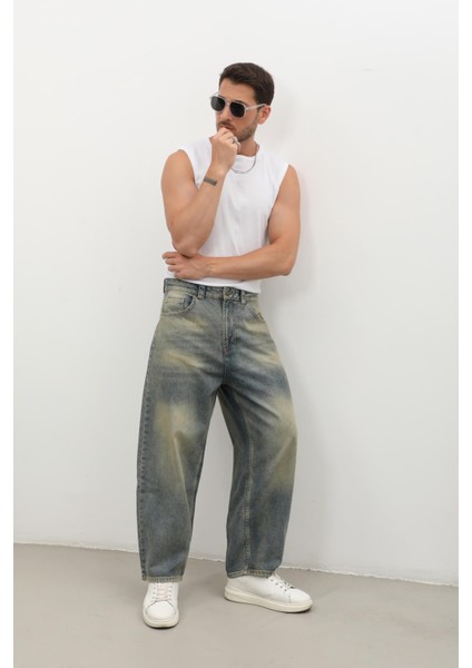 Erkek Skater Fit Jean Pantolon Tint Yeşil fırsatları