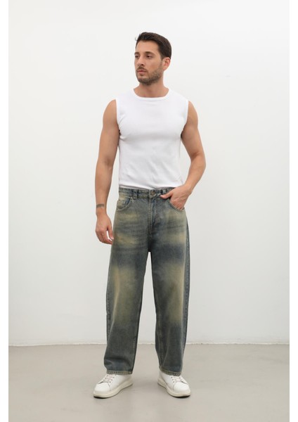 Erkek Skater Fit Jean Pantolon Tint Yeşil indirimleri