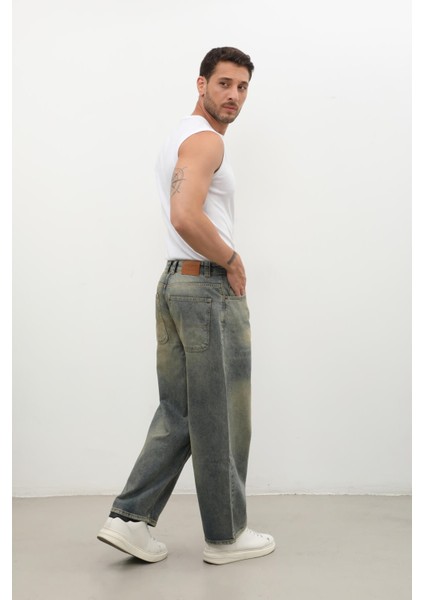 Erkek Skater Fit Jean Pantolon Tint Yeşil