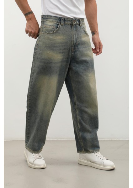 Erkek Skater Fit Jean Pantolon Tint Yeşil