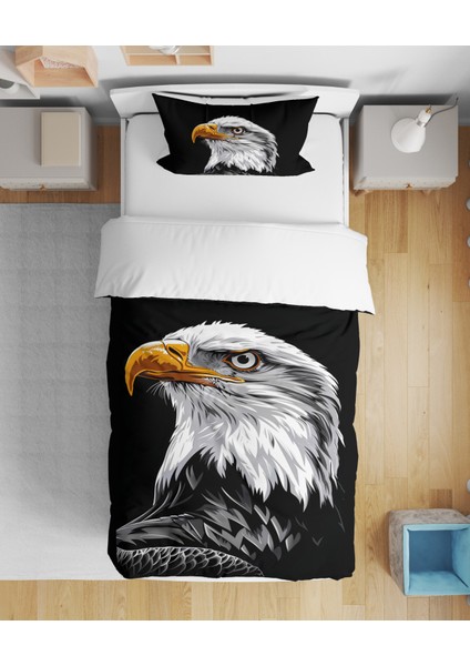 Kartal Eagle 3D Dijital Baskılı Tek Kişilik Çarşafsız Genç Erkek Çocuk Nevresim Takımı