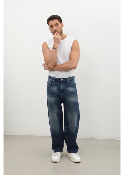 Erkek Skater Fit Jean Pantolon Lacivert modelleri