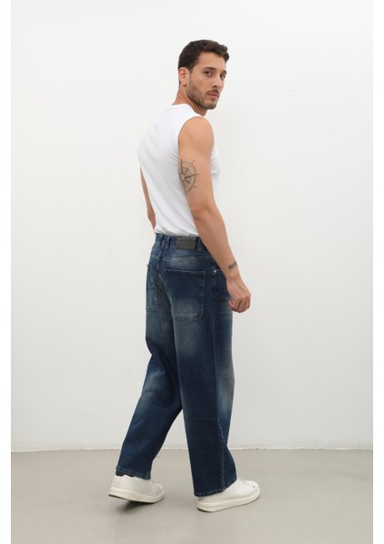 Erkek Skater Fit Jean Pantolon Lacivert indirimleri