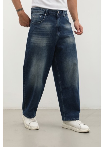 Erkek Skater Fit Jean Pantolon Lacivert