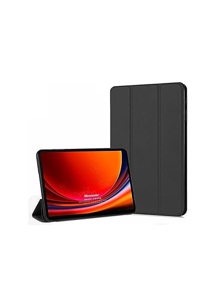 Microsoic Samsug Galaxy Tab S10 Plus X820 Kılıf Slim Traslucet Back Smart Cover Siyah [galaxy Tab S