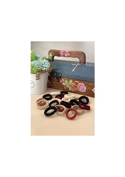 Okavango Kadın Kahverengi Ultra Esnek Tırtıklı 20 Li Havlu Lastik Toka Seti, Lastik Toka Seti, Toka