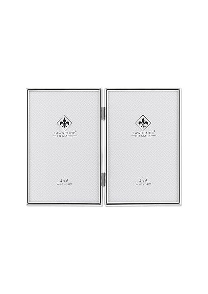 Lawrence Frames Menteşeli Çift Resim Çerçevesi, 10,2 x 15,2 Cm, Gümüş Rengi