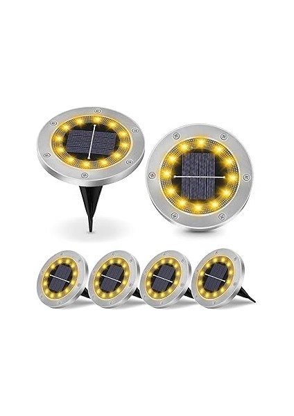 Robeve Solar Işık 4'lü Paket - Güneş Enerjili Bahçe Aydınlatması Yol Işığı, Su Geçirmez LED Lamba,