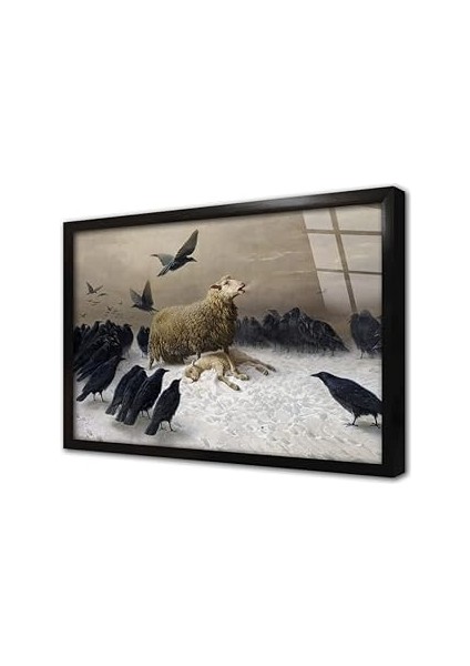 Koyular ve Kargalar Çerçeveli Cam Tablo 20X30 cm CB22594