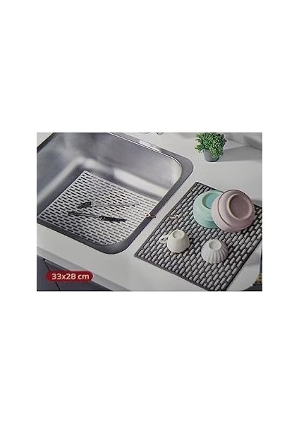 Dikdörtge Siliko Lavabo Buzluk Matı 33X28 cm Atrasi̇t Rek 1 Adet ISGLVB112