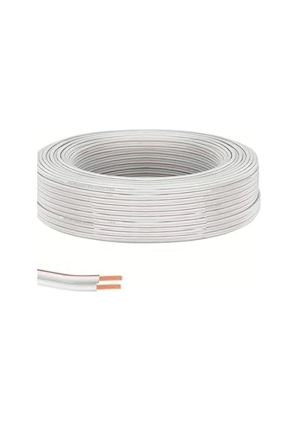 Usin 30 Metre Beyaz 2 * 0,75 Hoparlör Ses Sitemi Kablosu - Hoporlör Elektrik Tesisat Kordon Kablosu