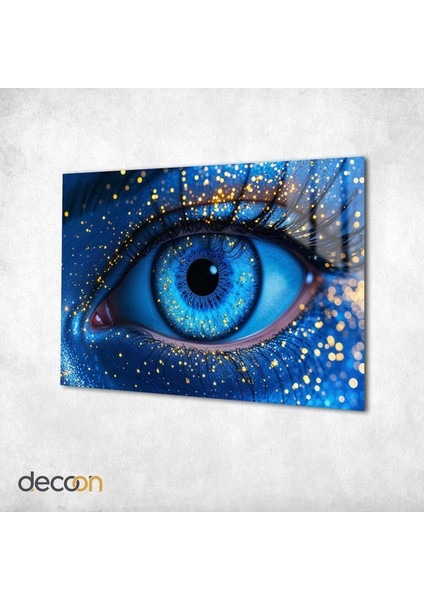 Kozmik Göz: Mistik Mavi ve Altın Parıltılı Cam Tablo indirimleri