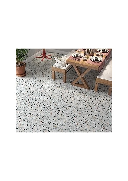 Stickerart Yer Kaplama Zemi Kaplama Folyosu 65X130 cm Terrazzo Floor