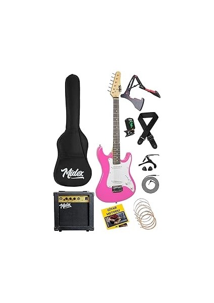 CEG-36PK 8-12 Yaş Çocuklar Içi Amfili Full 3/4 36 Iç Elektro Gitar Seti Pembe
