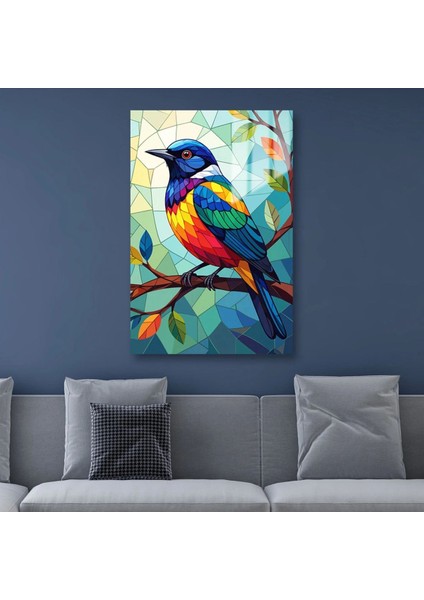 Renkli Kanatlar: Vitray Sanatı Kuş Cam Tablo fiyatları