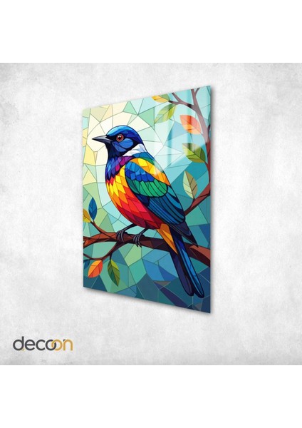 Renkli Kanatlar: Vitray Sanatı Kuş Cam Tablo