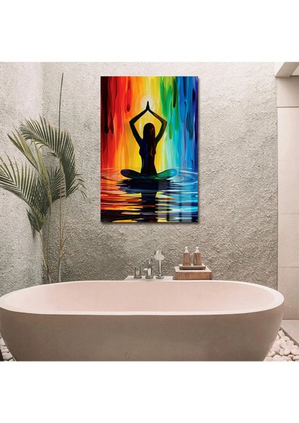 Çakraların Dansı: Gökkuşağı Enerjisiyle Meditasyon Cam Tablo fiyatları