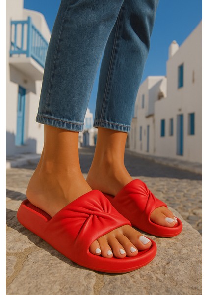 Unisex Fashion Slide Twisted Knot Terlik Plaj Bahçe Teras Havuz Sahil Deniz Her Sezon Moda fırsatları