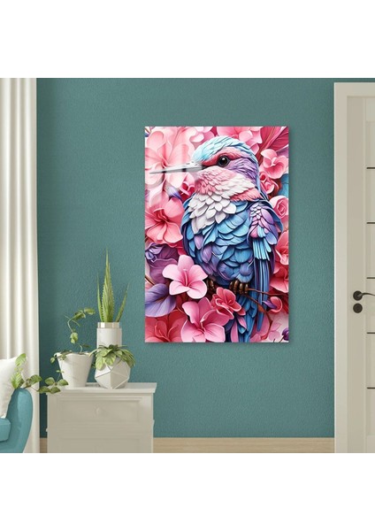 Pastel Rüyalar: Canlı Renkli Kuş Cam Tablo modelleri