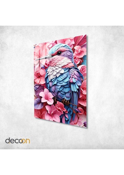 Pastel Rüyalar: Canlı Renkli Kuş Cam Tablo