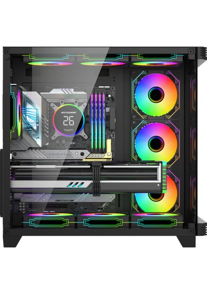 Sirius Black Argb Panel 7x Fan Kumanda ve Kontrolcü Atx Boş Bilgisayar Kasası Siyah modelleri