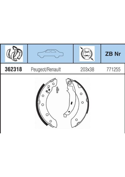 BEN-610198-362318 - Kampana Balata Clıo Symbol Iı 08> Clıo Iı 98> Laguna I 94> / Logan I 04> / P106 Iı 96> P206 98> P206 + Te3 09> P306 93> / Saxo 96> 203×38