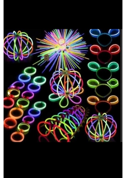 Neon Fosforlu Parti Çubuk Fosforlu Bileklik Karanlıkta Parlayan Işık 10 Çubuk+10 Bağlantı Aparatı fiyatları
