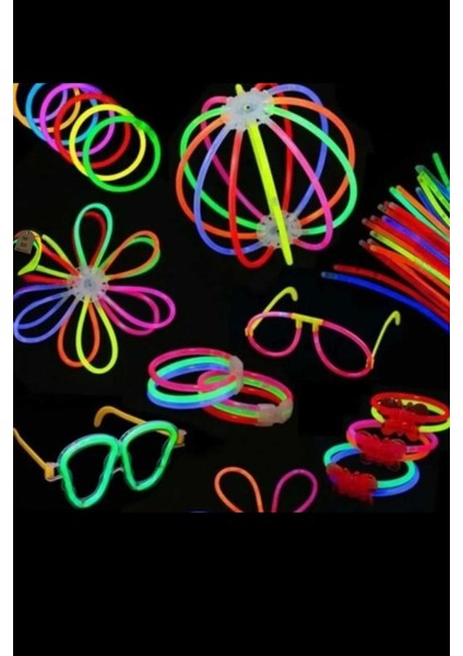 Neon Fosforlu Parti Çubuk Fosforlu Bileklik Karanlıkta Parlayan Işık 10 Çubuk+10 Bağlantı Aparatı modelleri